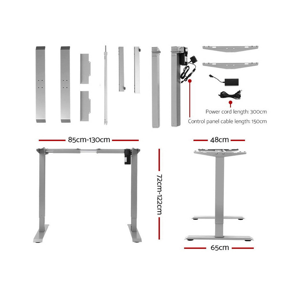 Artiss Standing Desk Adjustable Height Desk Electric Motorised Grey Frame Walnut Desk Top 120cm