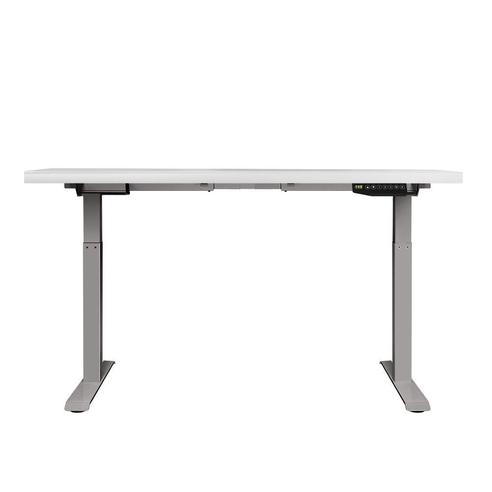 Artiss Standing Desk Adjustable Height Desk Dual Motor Electric Grey Frame White Desk Top 140cm